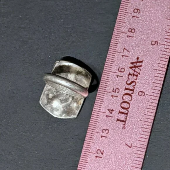 Sz 8 Estate 1970s NAVAJO Native American Green Turquoise Sterling Silver Ring - Picture 4 of 4